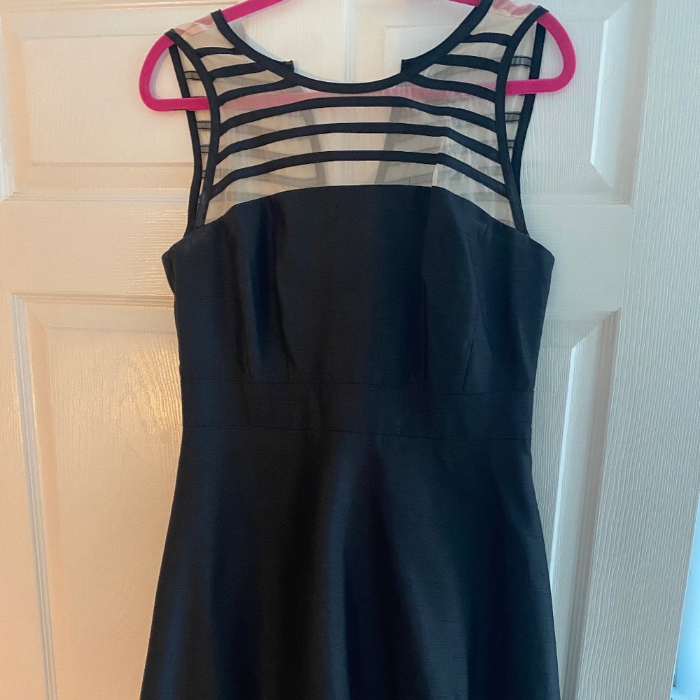 Illusion Neckline Black Dress